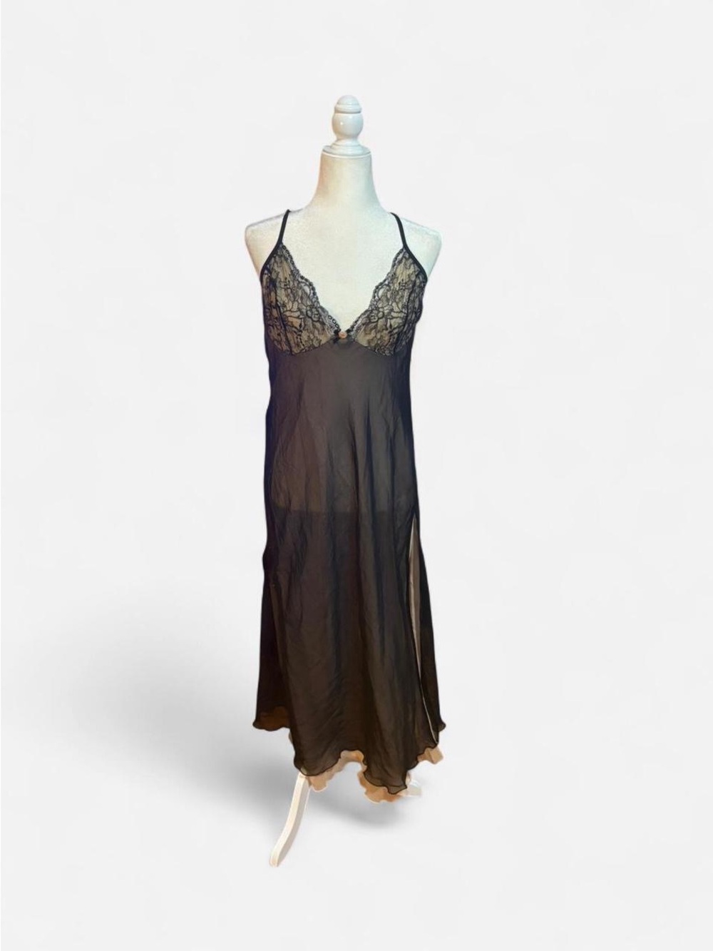 Marks & Spencer Black Lace-Trim Sheer Slip Dress